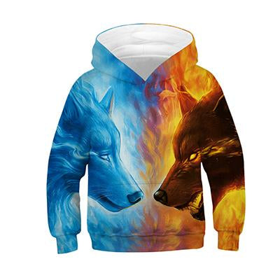 Wolf Tiger 3D Print Boys Hoodies Teens Spring Autumn Outerwear Kids-TB01339-Veeddydropshipping