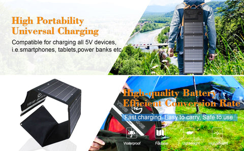 Upgraded 28W 21W 14W Portable Solar Panel Charger Double USB 5V 18V DC Camping-PA00092-Veeddydropshipping