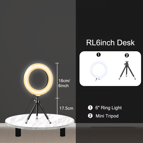 26 16 cm Selfie Ring Light with Tripod Stand &amp; Mobile Holder Photography Led Rim Of Lamp-PA00813-Veeddydropshipping