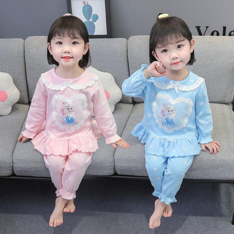 Girls Frozen Pajamas Kids Anna Elsa Cartoon Long Sleeve Clothing-TB01048-Veeddydropshipping