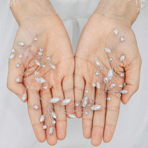 Wedding Head Flower Crystal Pearl Hair Combs -JW00445-Veeddydropshipping