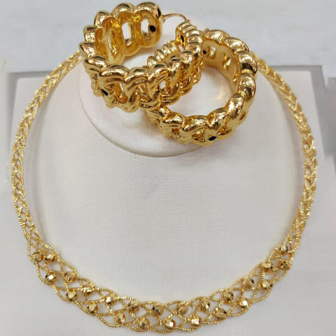 Gold Plated Jewelry Set for Women Round Earrings Pendant  -JW00314-Veeddydropshipping