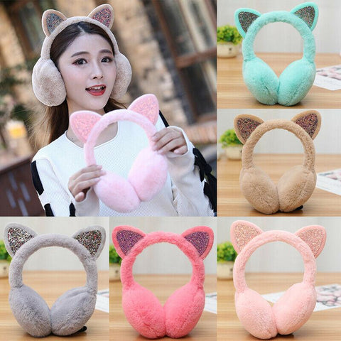 Ear Warmers Glitter Ears Plush Earmuffs-WF01263-Veeddydropshipping