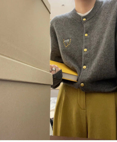 High-end embroidered cashmere sweater long-sleeved-WF00037-Veeddydropshipping