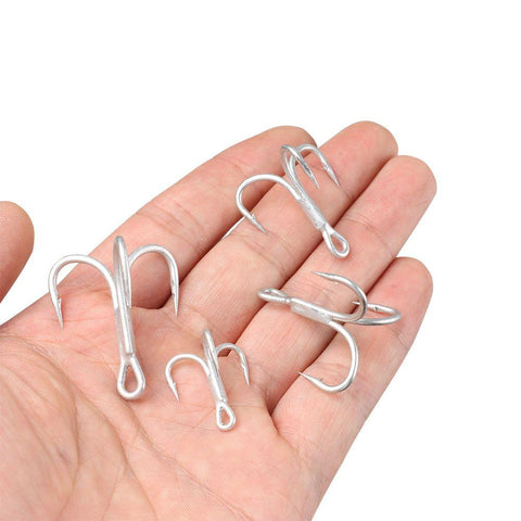 10Pcs Ahite Nickel  Super Sharp Fishhooks Treble Fishing Hooks  High Carbon -OS00588-Veeddydropshipping