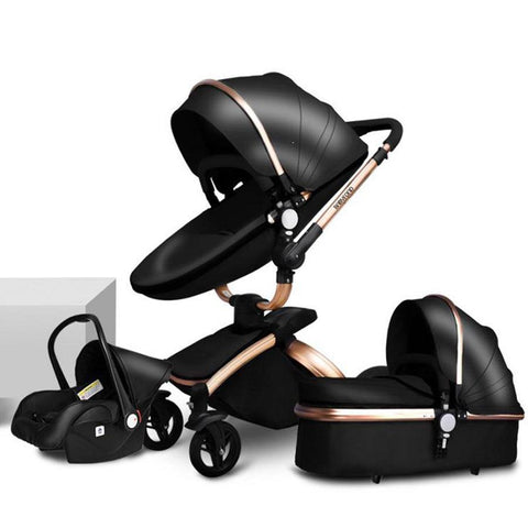 New baby stroller 3 in1, PU leather baby carriage,Newborn Two-way Foldable-TB00360-Veeddydropshipping