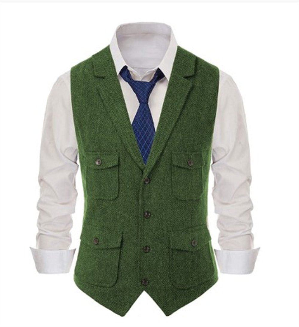 Sleeveless Jackets Herringbone Waistcoat Wedding Suits-MF01273-Veeddydropshipping