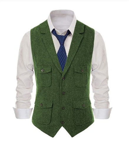 Sleeveless Jackets Herringbone Waistcoat Wedding Suits-MF01273-Veeddydropshipping