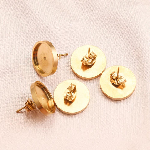 Stainless Steel Earring Base Round Stud Earrings Hooks Connector Diy-JW01558-Veeddydropshipping