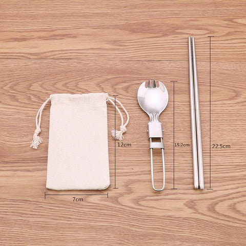 Foldable Camping Spoon Fork Chopstick Flatware Picnic Cutlery Set-OS01295-Veeddydropshipping