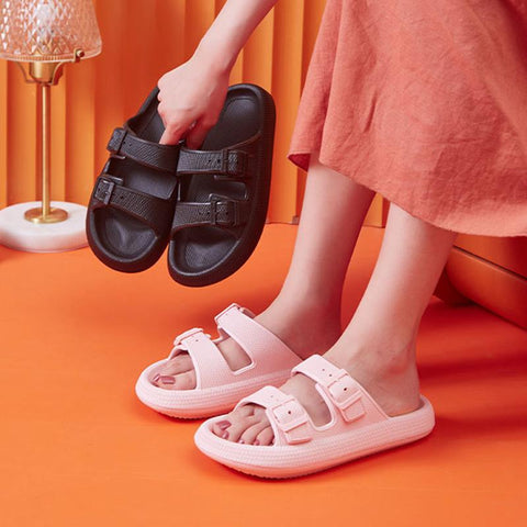 Fashion Buckle Soft Sole Pillow Slides Sandals Woman-BS01178-Veeddydropshipping