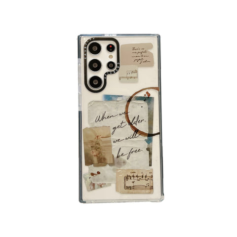 Glitter Dream Shell Pattern Case Vintage Landscape Stamp Label Phone Case For Samsung  Case-PA00247-Veeddydropshipping