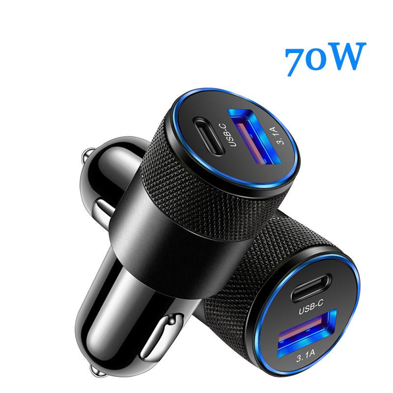 70W USB C Fast Car Charger 2 Ports Car Charger-PA01172-Veeddydropshipping