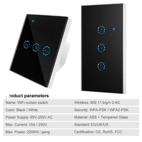 Smart Home WiFi Electrical Touch Blinds Curtain Switch Ewelink APP Voice-TI01098-Veeddydropshipping