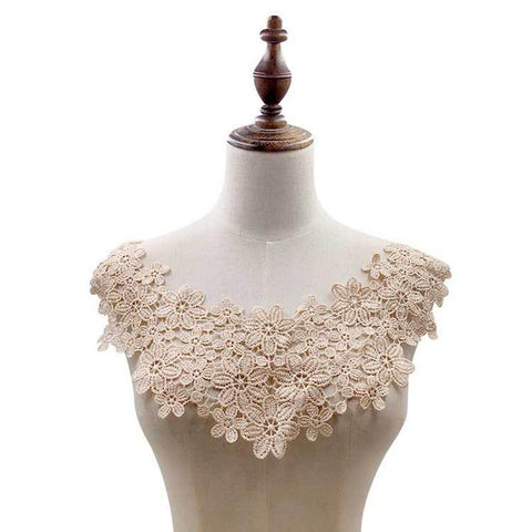 Applique Embroidery Lace Fabric Neckline Collar-WF01332-Veeddydropshipping