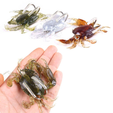 3pcs 19g 3D Simulation Crab Bait With Hook Artificial Soft Silicone Lure-OS00530-Veeddydropshipping