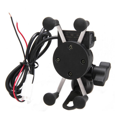 Motorcycle Mobile Phone Holder Mount With USB Charger 360 Degree Rotation Adjustable-PA00520-Veeddydropshipping