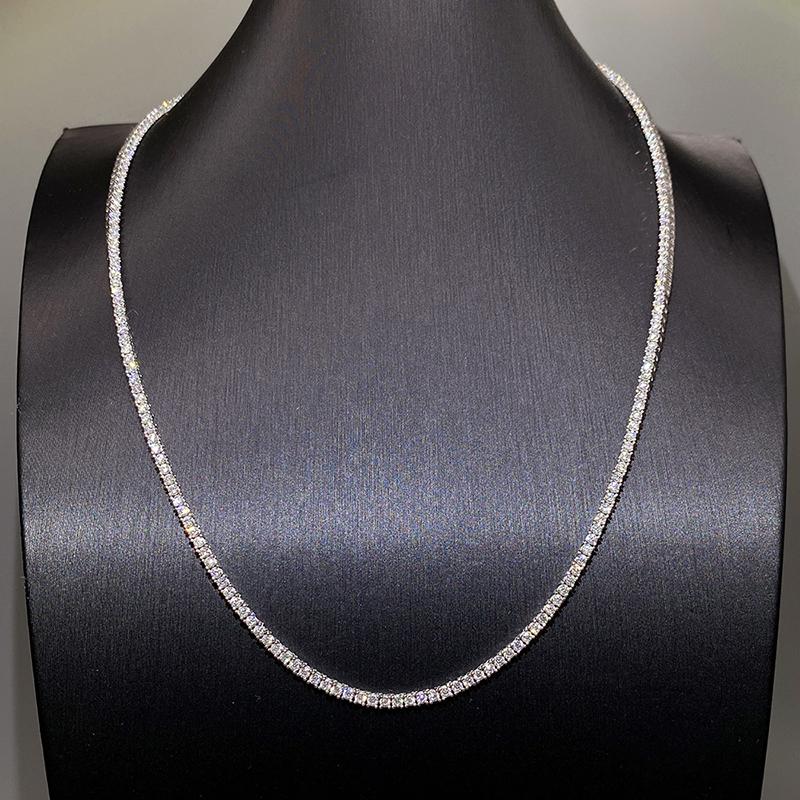 925 Silver Moissanite Chain tennis Necklace  Diamond Link Necklaces-JW00083-Veeddydropshipping