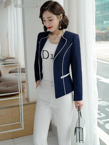 Women Full Sleeve Slim Office Ladies Jacket Blazer-Veeddydropshipping