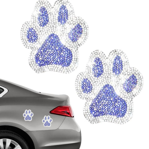 Crystal Dog Paw Print Car Stickers Bling Rhinestone Paw Decals Car Window-AM00076-Veeddydropshipping