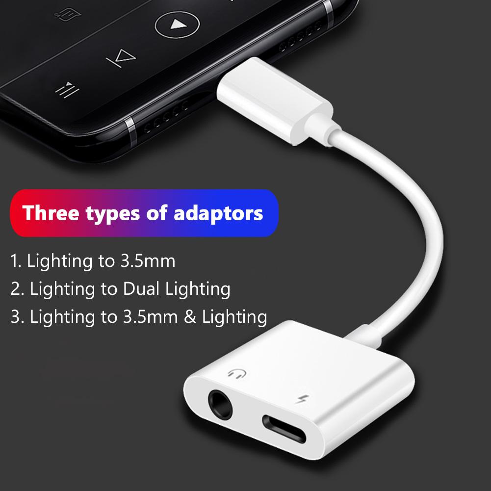 For Lightning to 3.5mm 2 in 1 Earphone Audio Adapter For iPhone 11 12 Pro 7 8 Plus X-PA00990-Veeddydropshipping