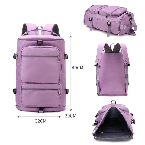 Shoulder Travel Backpack Lady Weekend Sports Yoga Luggage Zipper-BS00004-Veeddydropshipping