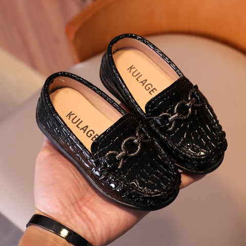 Black Boys UK Uniform Shoe Spring Metal Chains Soft Kids-TB00186-Veeddydropshipping