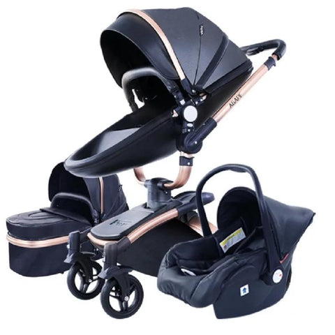 Baby Stroller 3 in 1 Luxury Pram For Newborn Carriage PU leather-TB00356-Veeddydropshipping