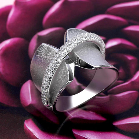Luxury Grind Arenaceous Bold Ring With Cubic Zirconia Stones -JW00400-Veeddydropshipping