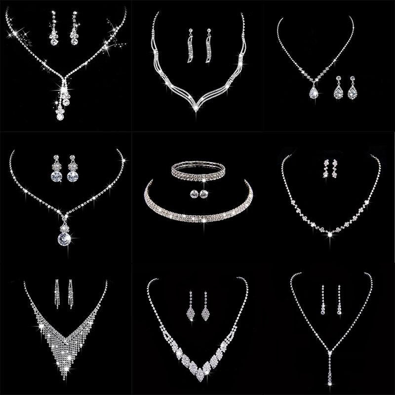 Fashion Bride Jewelry Set  Dress Banquet Necklace Earring Set  -JW00306-Veeddydropshipping