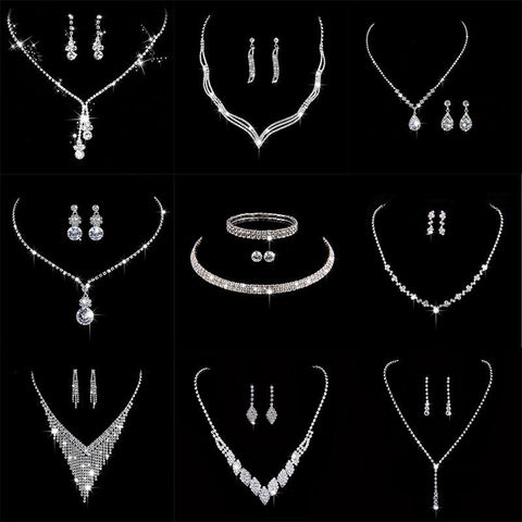 Fashion Bride Jewelry Set  Dress Banquet Necklace Earring Set  -JW00306-Veeddydropshipping