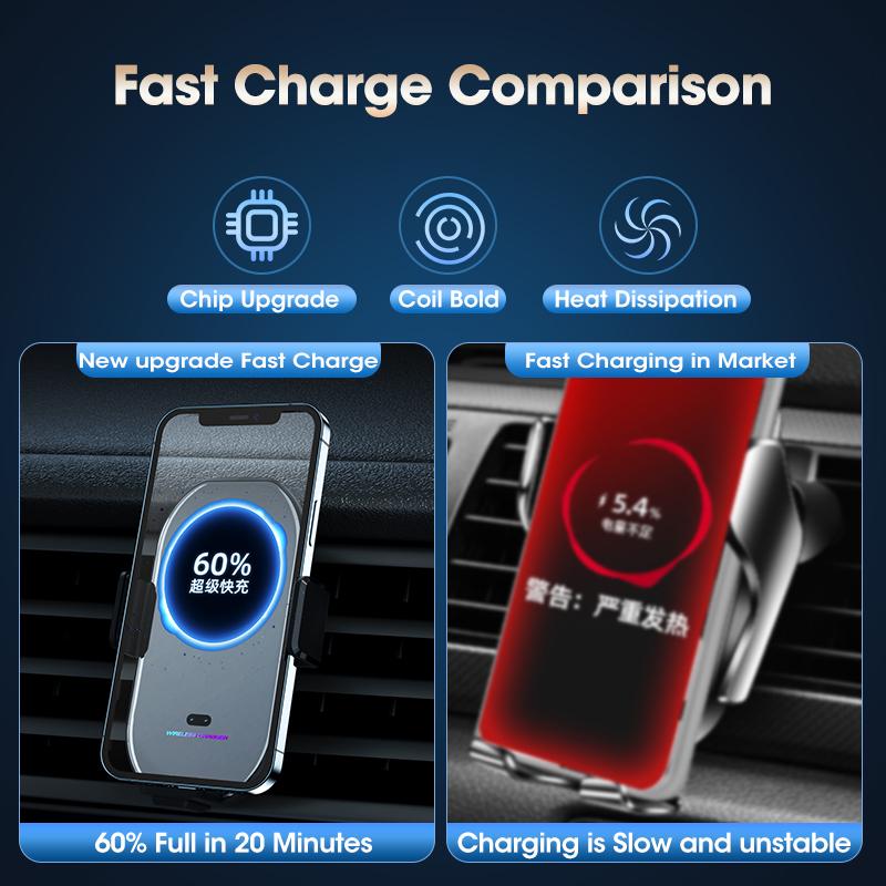 15W Car Wireless Charger Phone Holder Air Vent Magnetic Charger-Veeddydropshipping
