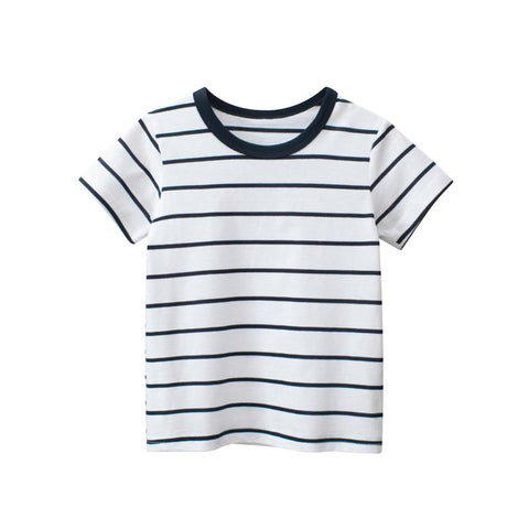 Black White Stripe 2-10T Summer Kids T-Shirts Short Sleeve Tees Children-TB01109-Veeddydropshipping