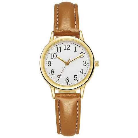 Quartz Watch Numerals Simple Leather Strap Lady-JW01057-Veeddydropshipping
