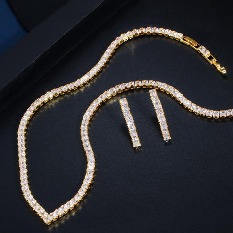 Zircons Shiny Cubic Zirconia Pave  Jewelry Set -JW00382-Veeddydropshipping
