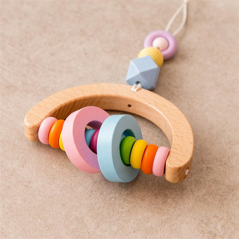 3pcs Baby Wooden Pendant Colorful Ring-Pull Beech Ring Baby Play Gym Wooden-TB00538-Veeddydropshipping