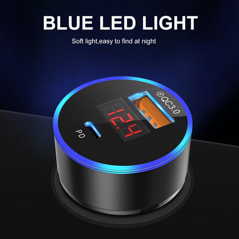 18W USB Type C Car Charger Digital Display 2 PD-PA01128-Veeddydropshipping