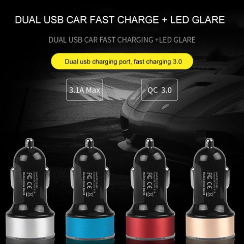 3.1A QC3.0 2 USB Car Charger 12-24V LED Digital Car Adapter-PA01124-Veeddydropshipping
