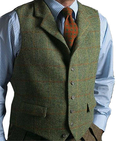 Vest Notched Lapel Solid Color Retro Wool Single-MF01282-Veeddydropshipping