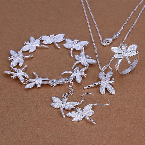 Fashion Luxury 925 Sterling Silver Crystal Popular Jewelry set  -JW00380-Veeddydropshipping