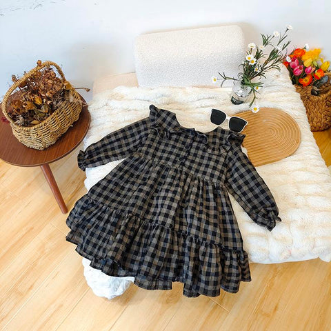 2022 Autumn Children Girls Dress Vestido New Long Sleeve Linen Cotton-TB00883-Veeddydropshipping