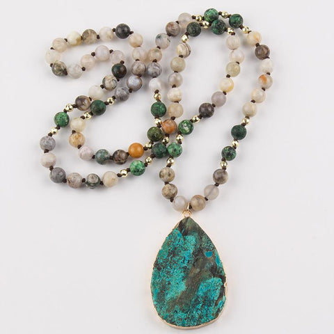 Jewelry Natural Necklace Stones With Semi Precious Pendant-JW01252-Veeddydropshipping