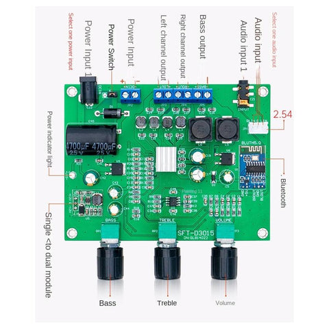 Bluetooth 5.0 digital power amplifier board 2.1 channel 2*15W+30W Subwoofer -CE00921-Veeddydropshipping