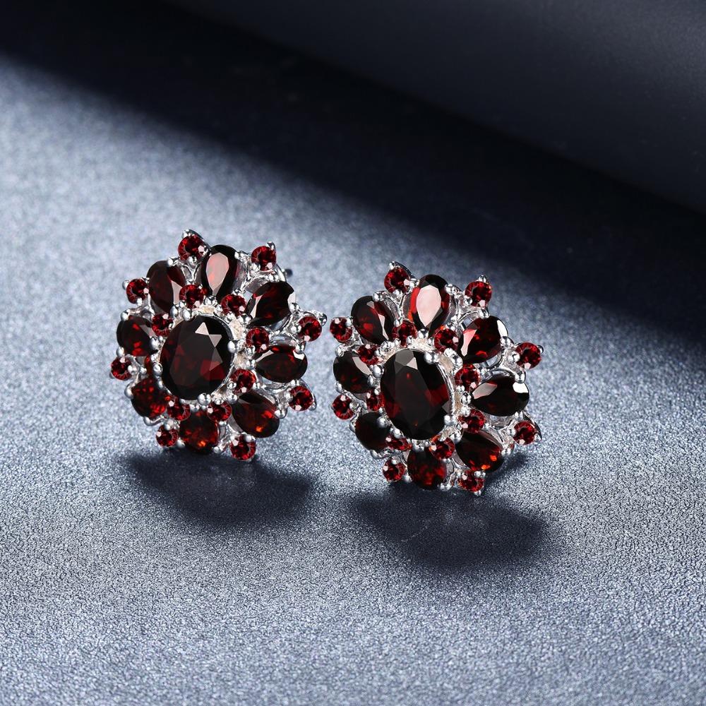 Silver Earrings Natural Gemstone 925 Sterling Silver -JW00126-Veeddydropshipping