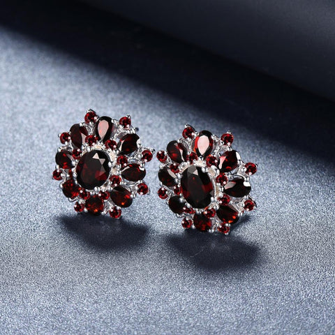 Silver Earrings Natural Gemstone 925 Sterling Silver -JW00126-Veeddydropshipping