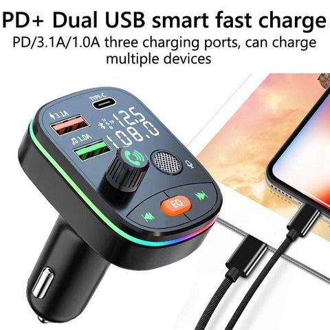 Bluetooth 5.0 Wireless FM Transmitter Dual Display-PA01185-Veeddydropshipping