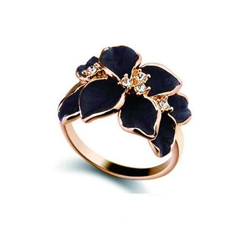 Fashion  Enamel Rose Gold Color Black Bridal Jewelry Sets -JW00349-Veeddydropshipping