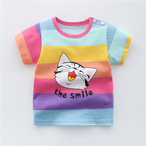 2023 Summer Shorts Sleeve Children Girls T-shirts Cartoon Printed Baby-TB00955-Veeddydropshipping