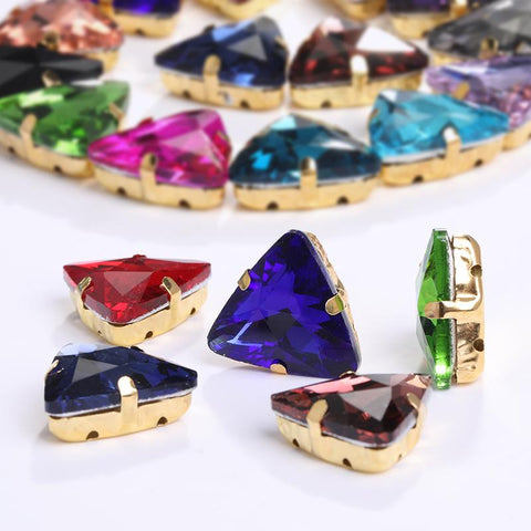 Glass Strass Rhinestones Triangles Claw Sewing Accessories-HA00042-Veeddydropshipping