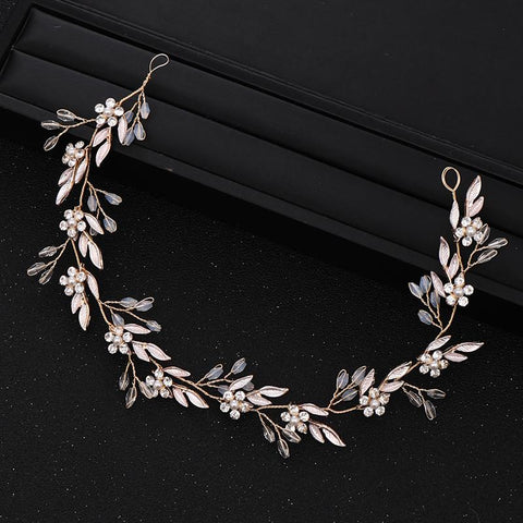 Wedding Crystal Flower Headband Tiara Hairband  -JW00460-Veeddydropshipping